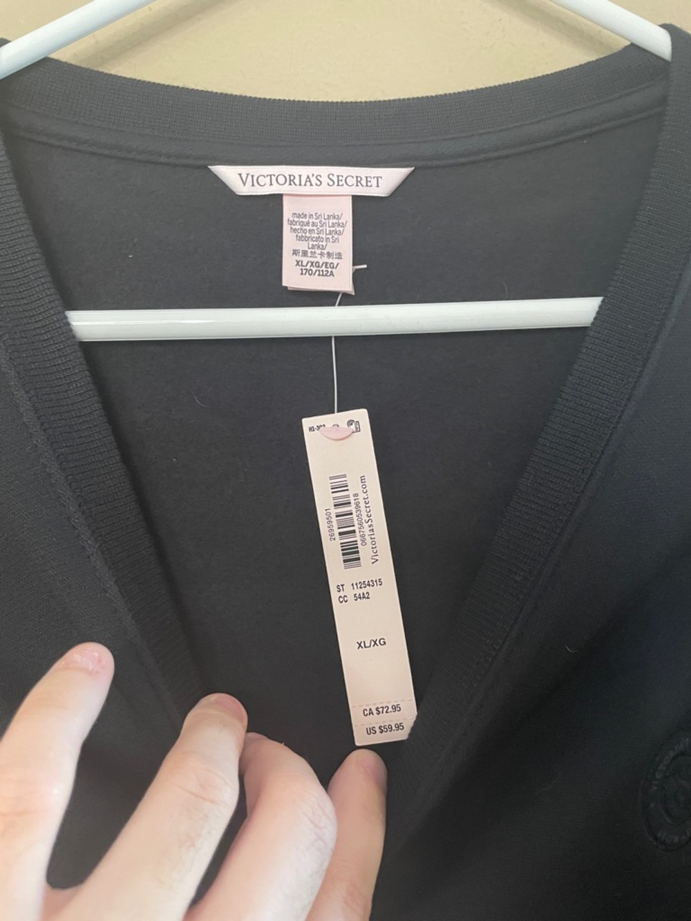 PINK Victoria's Secret Black Crewneck Sweatshirt SZ XL - Picture 5 of 6